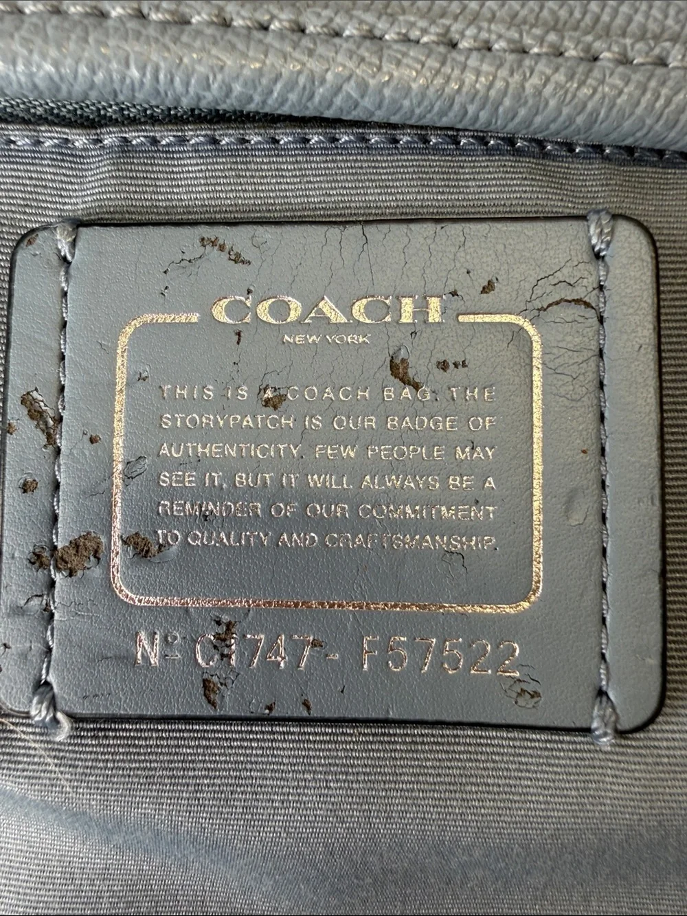 Coach Light Blue Leather Tote with Silver Hardware